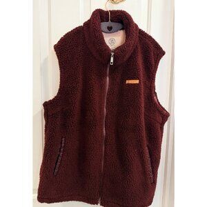 SAGE Collective Burgundy Sherpa Vest Women’s XL Cozy Zip Up